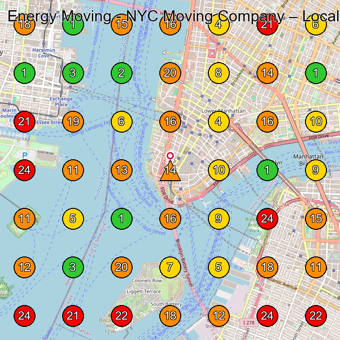 Energy Moving - NYC Moving Company Moving And Storage Service GeoGrid ranking map for New York NY